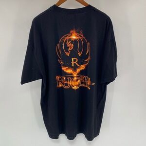 Ruger T Shirt Mens XXL Black Fire Gun Firearm Military Hunting Outdoors Rugged